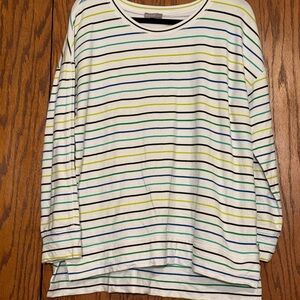 T by Talbots Women’s Striped Long Sleeve Top Large • Cotton Blend Casual UTF 50
